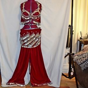 Red velvet Belly Dance 3 piece costume